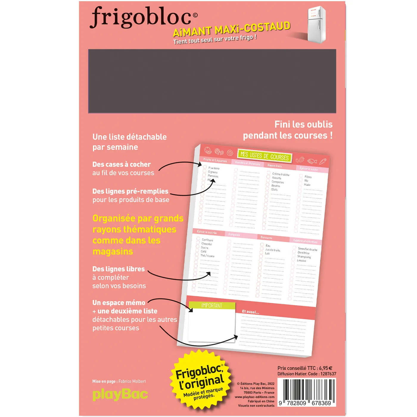 Frigobloc Liste des courses semaine bloc 52 listes par rayons