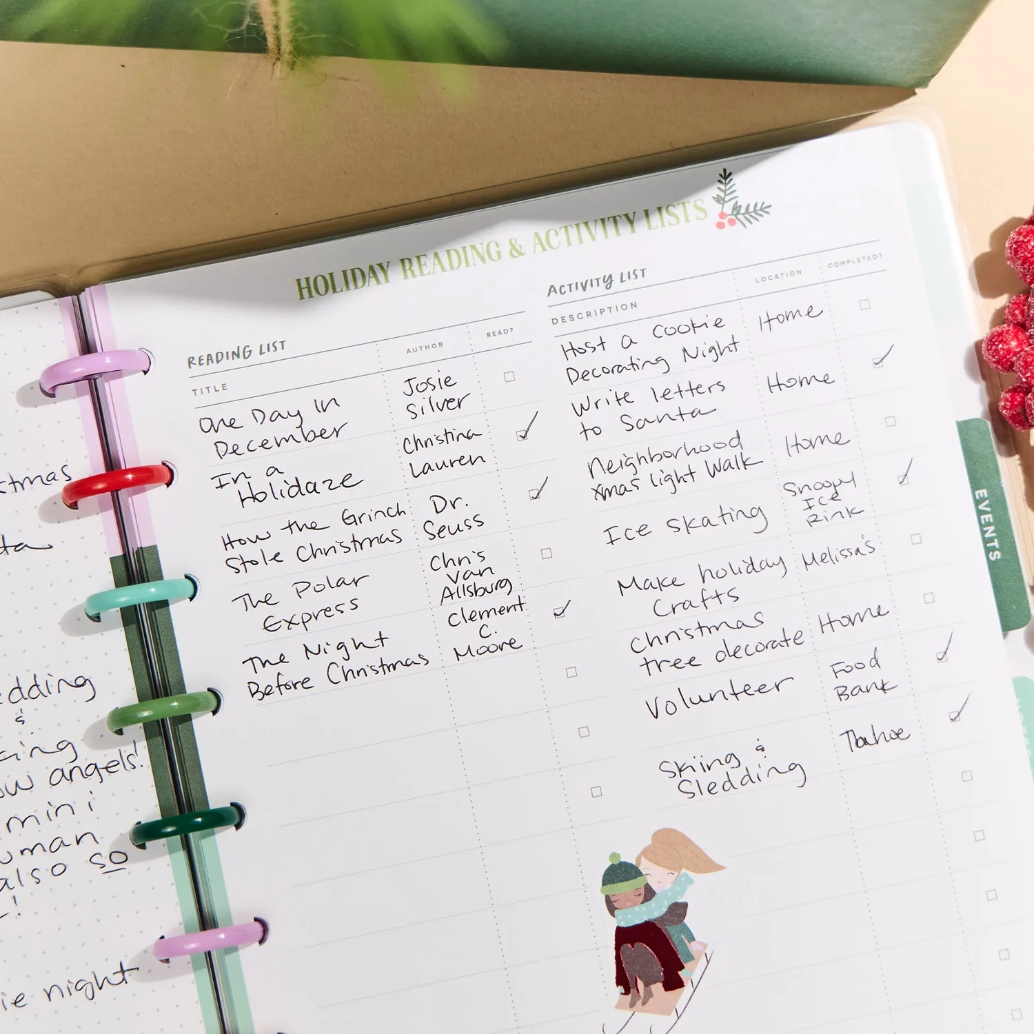 Happy Planner Squad Goals carnet Classic Noël 60 feuilles