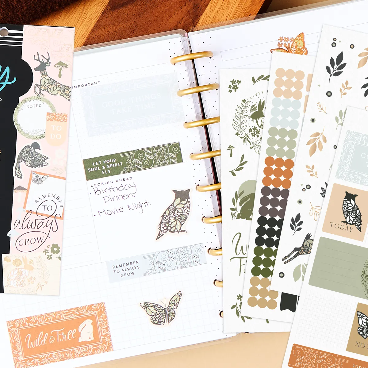 Happy Planner Wild Woods stickers 30 feuilles 719 pièces
