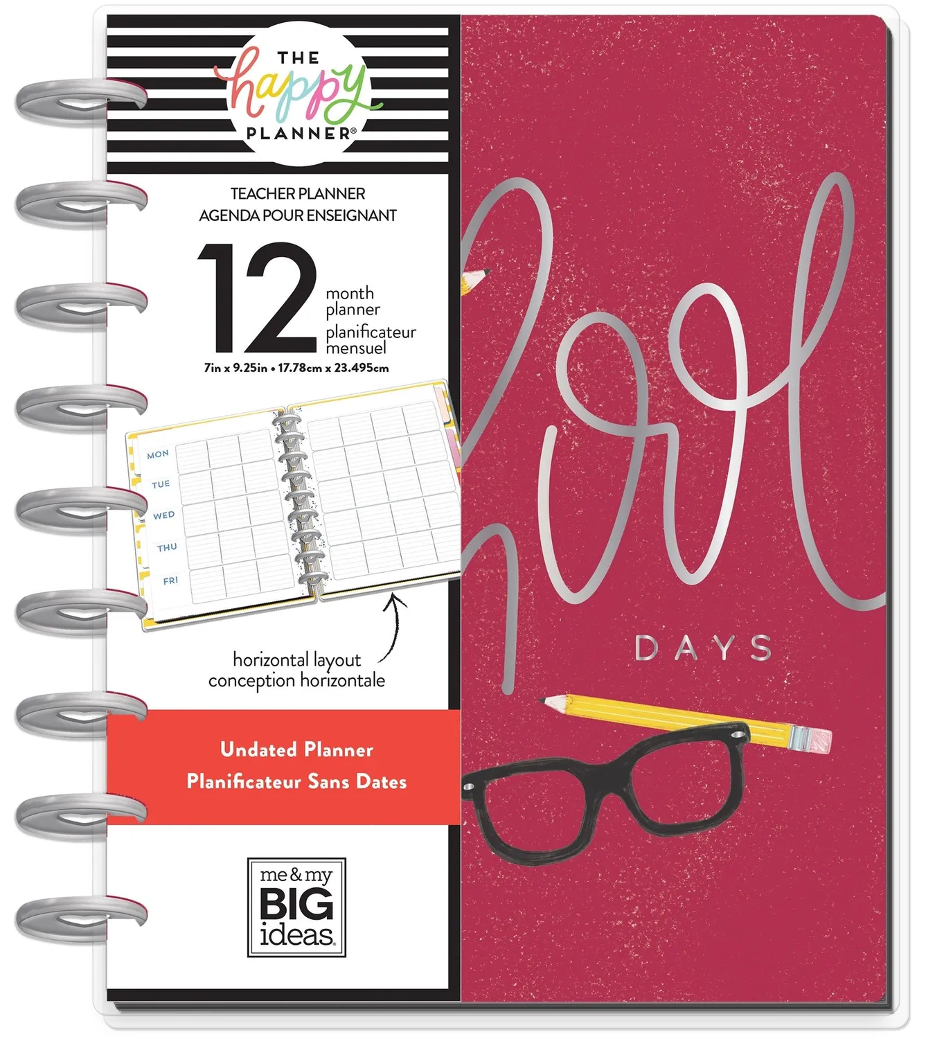 Happy Planner School Days agenda professeur non daté 12 mois