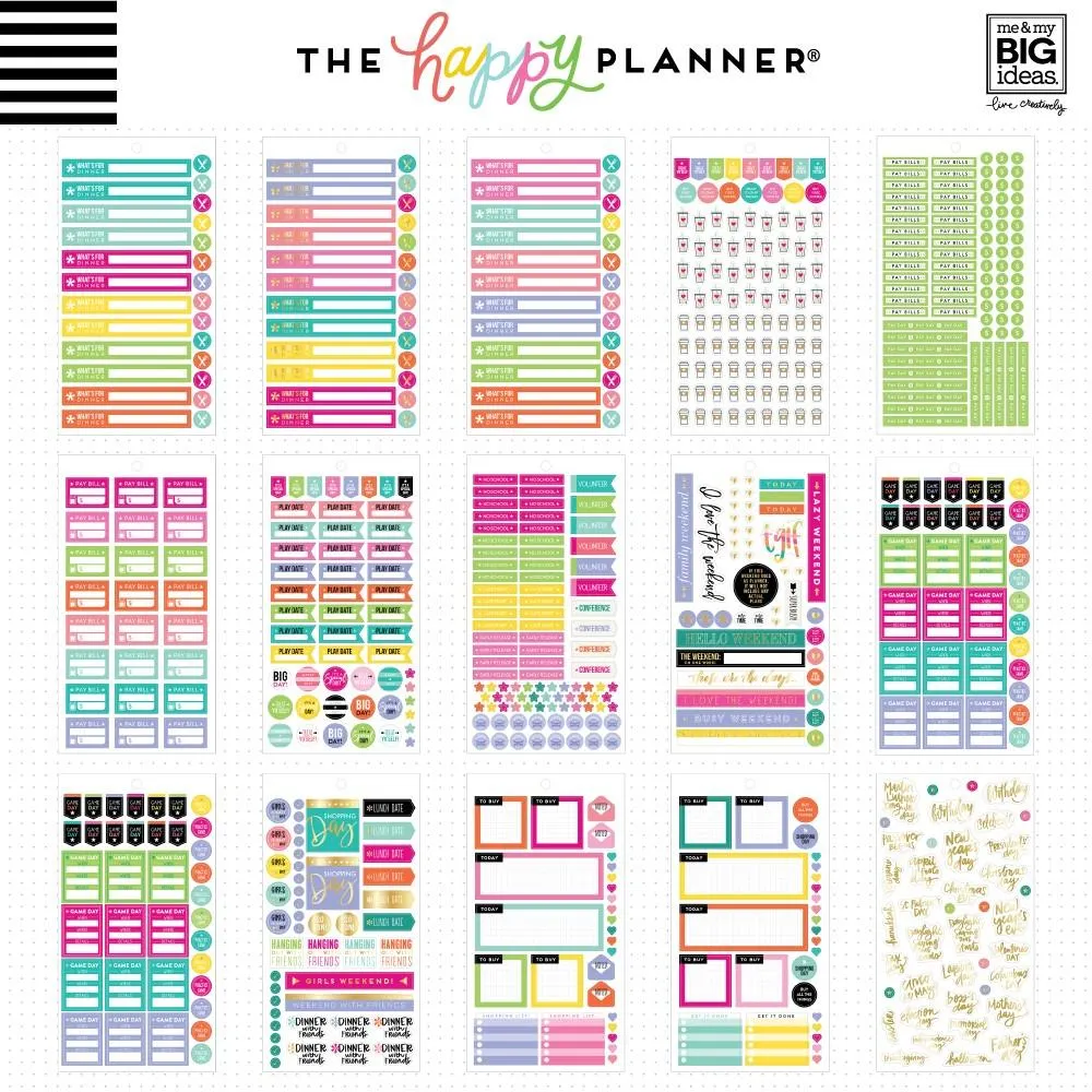 Happy Planner Mini Mom stickers agenda Mini 1529 pièces