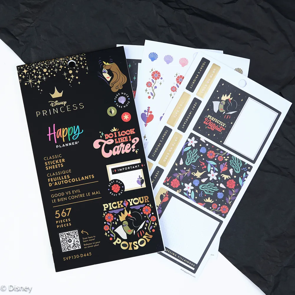 Happy Planner Disney Good vs Evil stickers Classic 30 feuilles