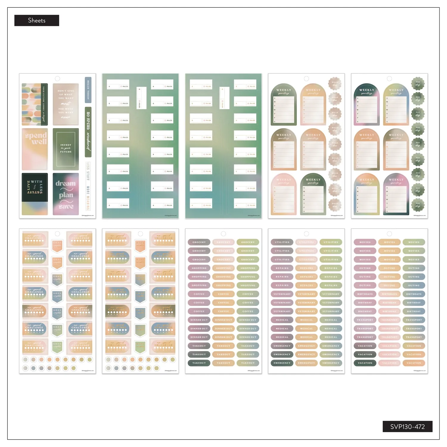 Happy Planner Savvy Budgeter stickers budget 30 feuilles