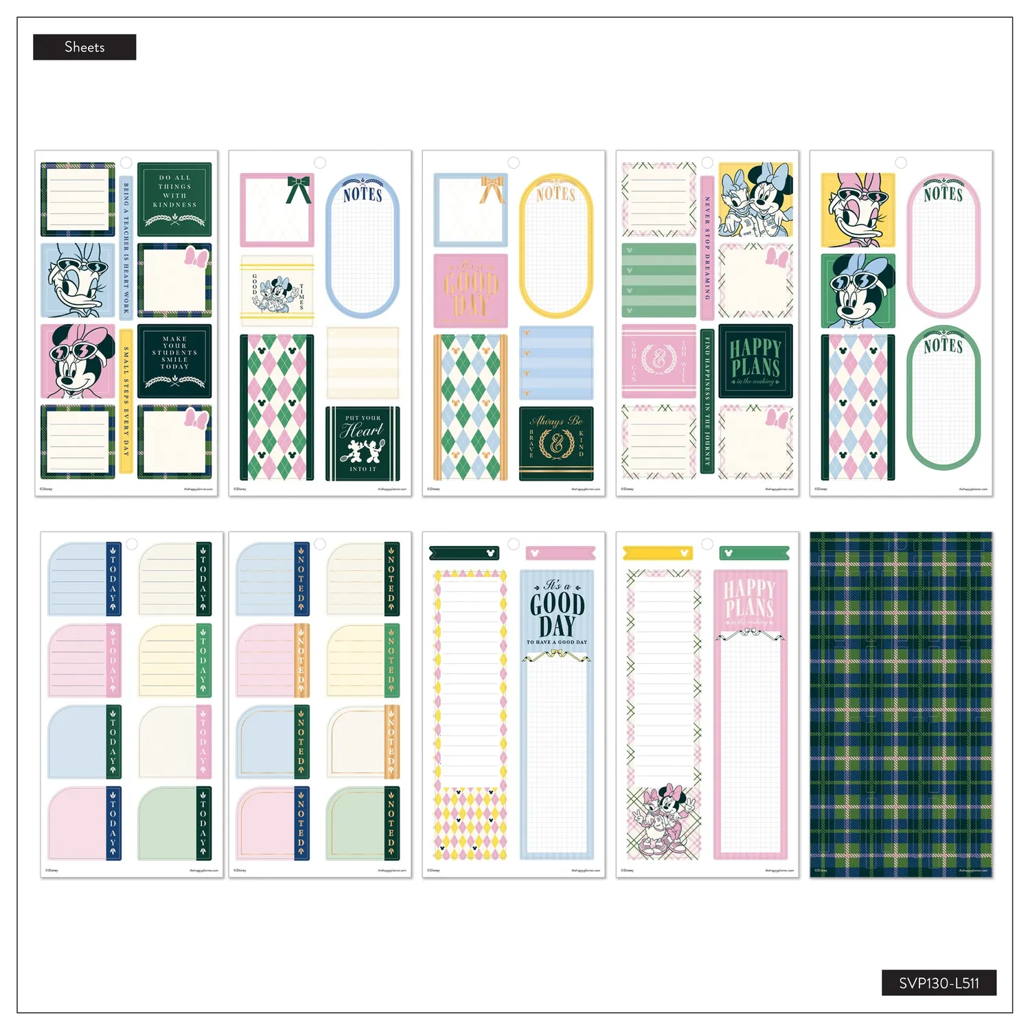Happy Planner Disney Minnie Daisy stickers big teacher varsity