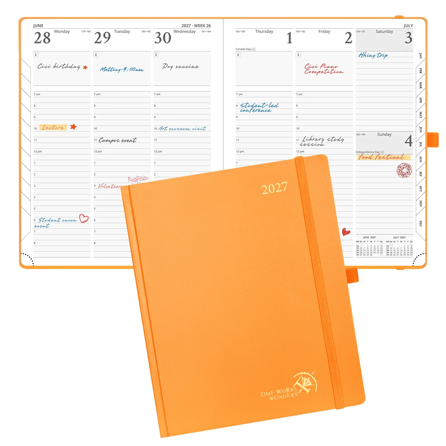 Poprun CEHK7-27 agenda hebdomadaire 2027 21x26cm orange