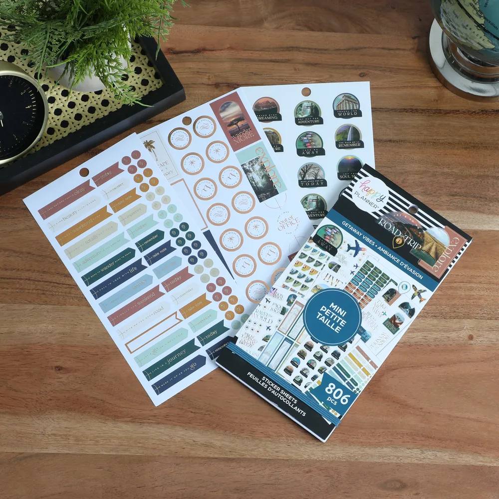 Happy Planner Getaway Vibes stickers Mini 806 pièces