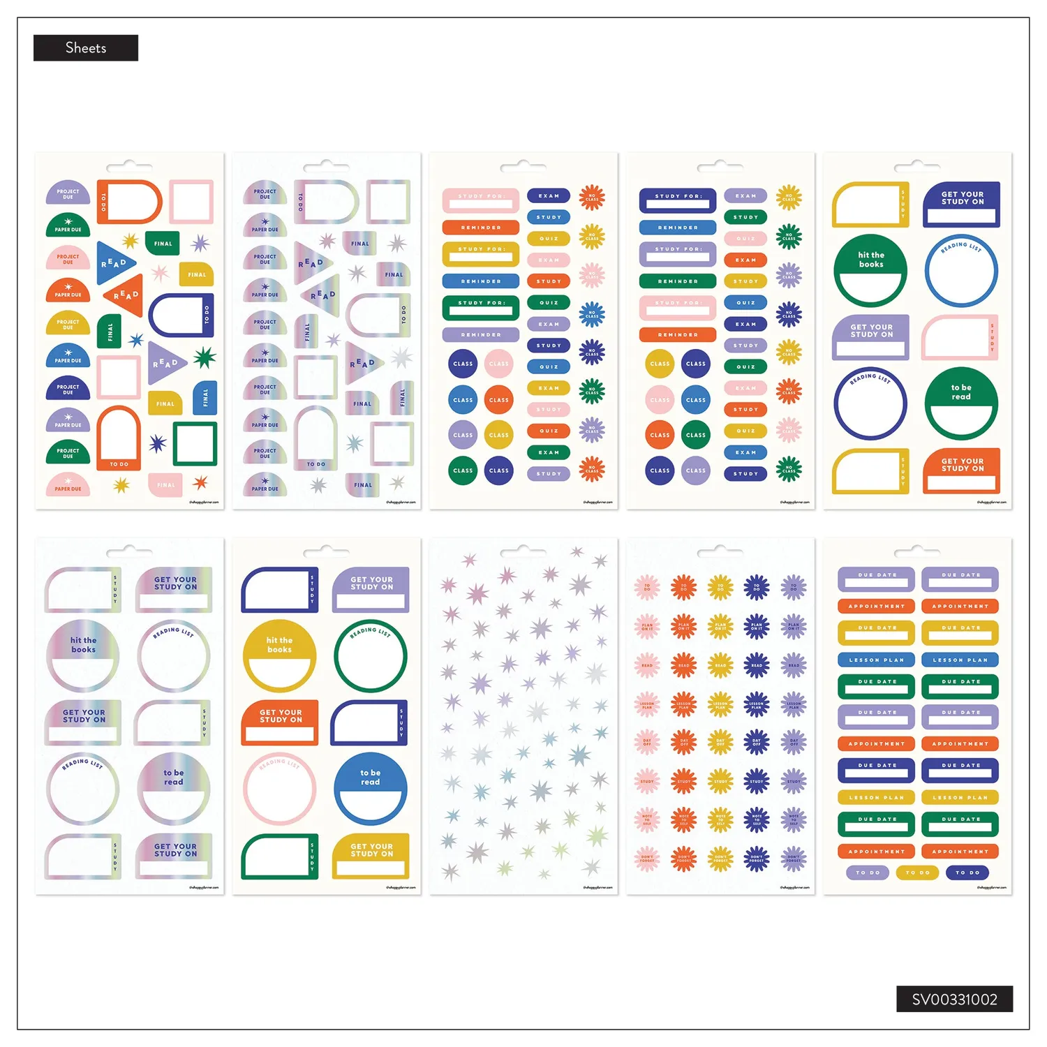 Happy Planner Stars & Smiles stickers élève 10 feuilles