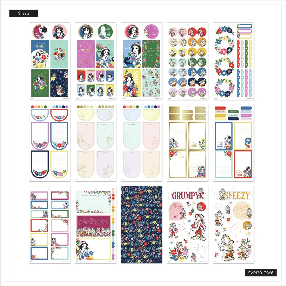 Happy Planner Disney Blanche-Neige stickers Big 460 autocollants
