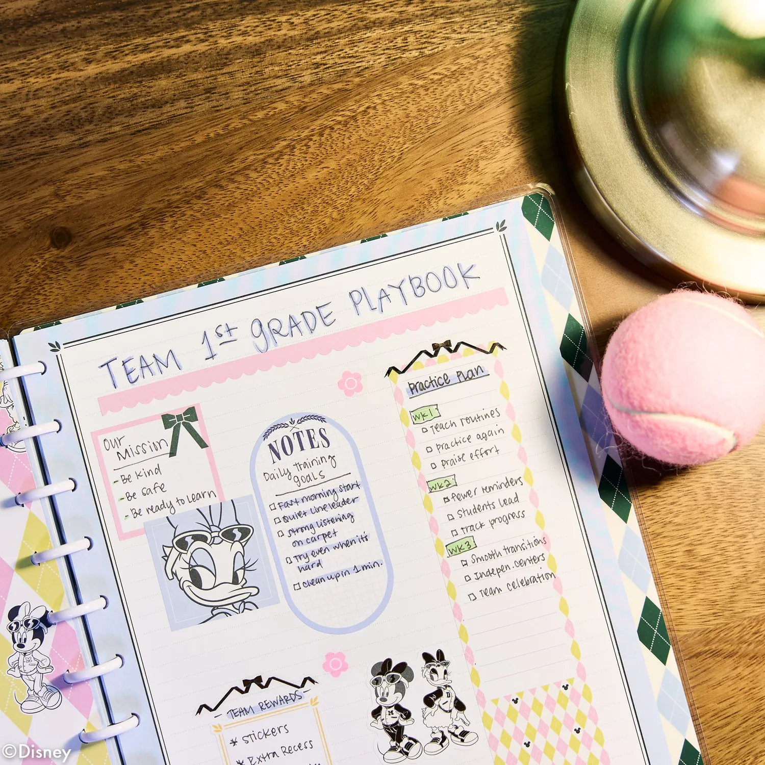 Happy Planner Minnie Daisy Varsity carnet Big pointillé 60