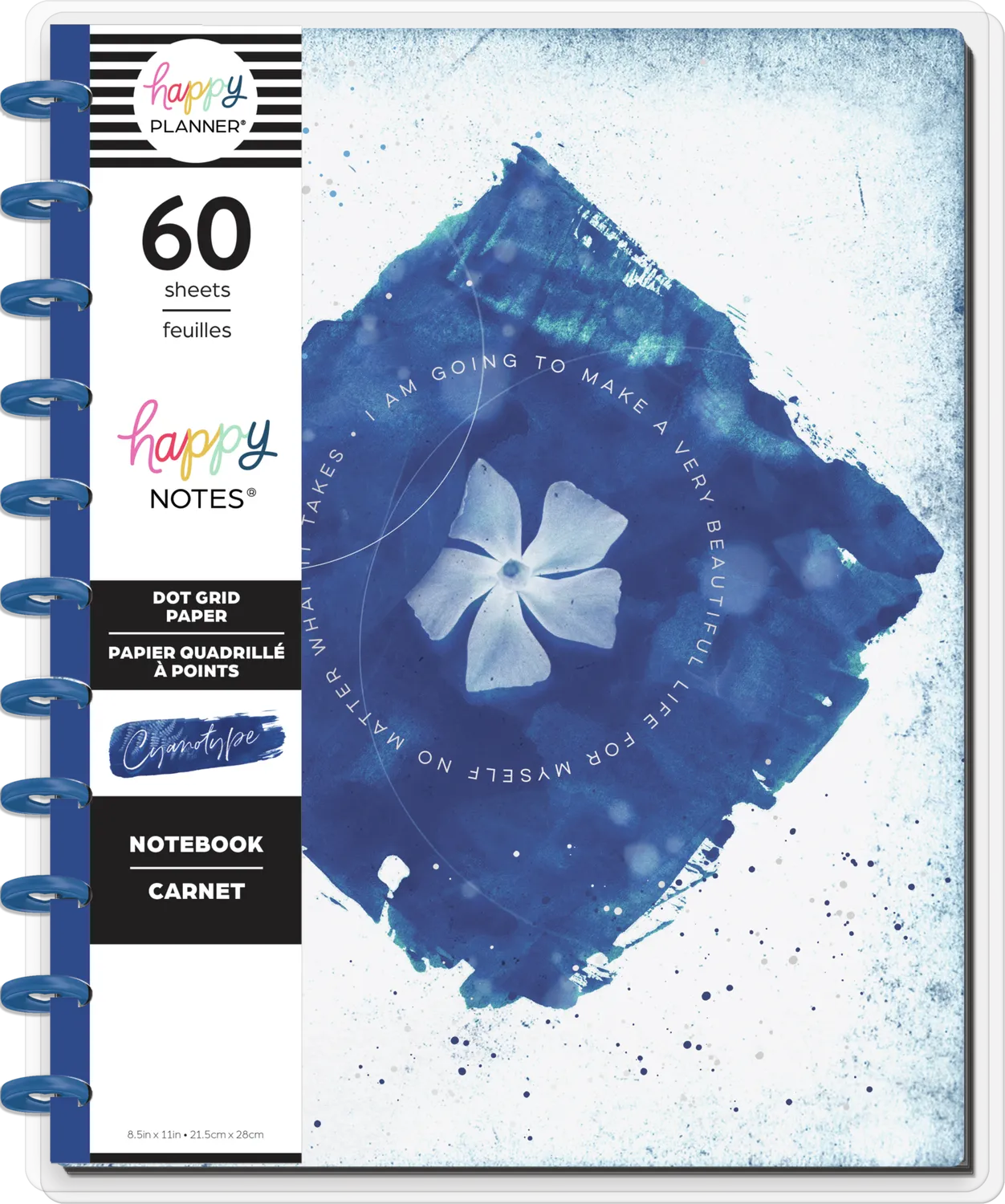 Happy Planner Cyanotype Big carnet pointillé 60 feuilles bleu