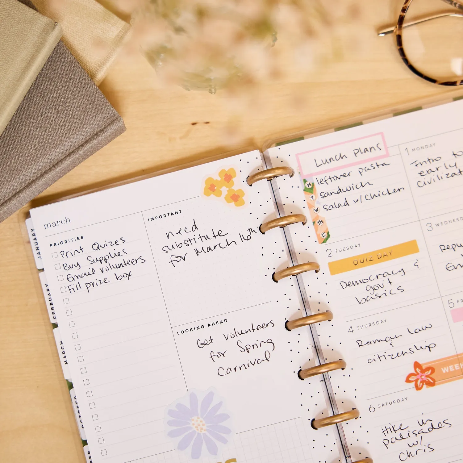 Happy Planner Blossom Bright agenda Mini dashboard 12 mois fleuri