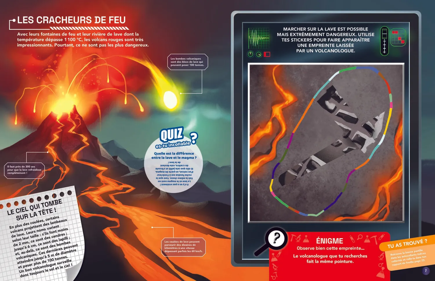 Incollables Mission Volcans cahier énigmes stickers 6 ans