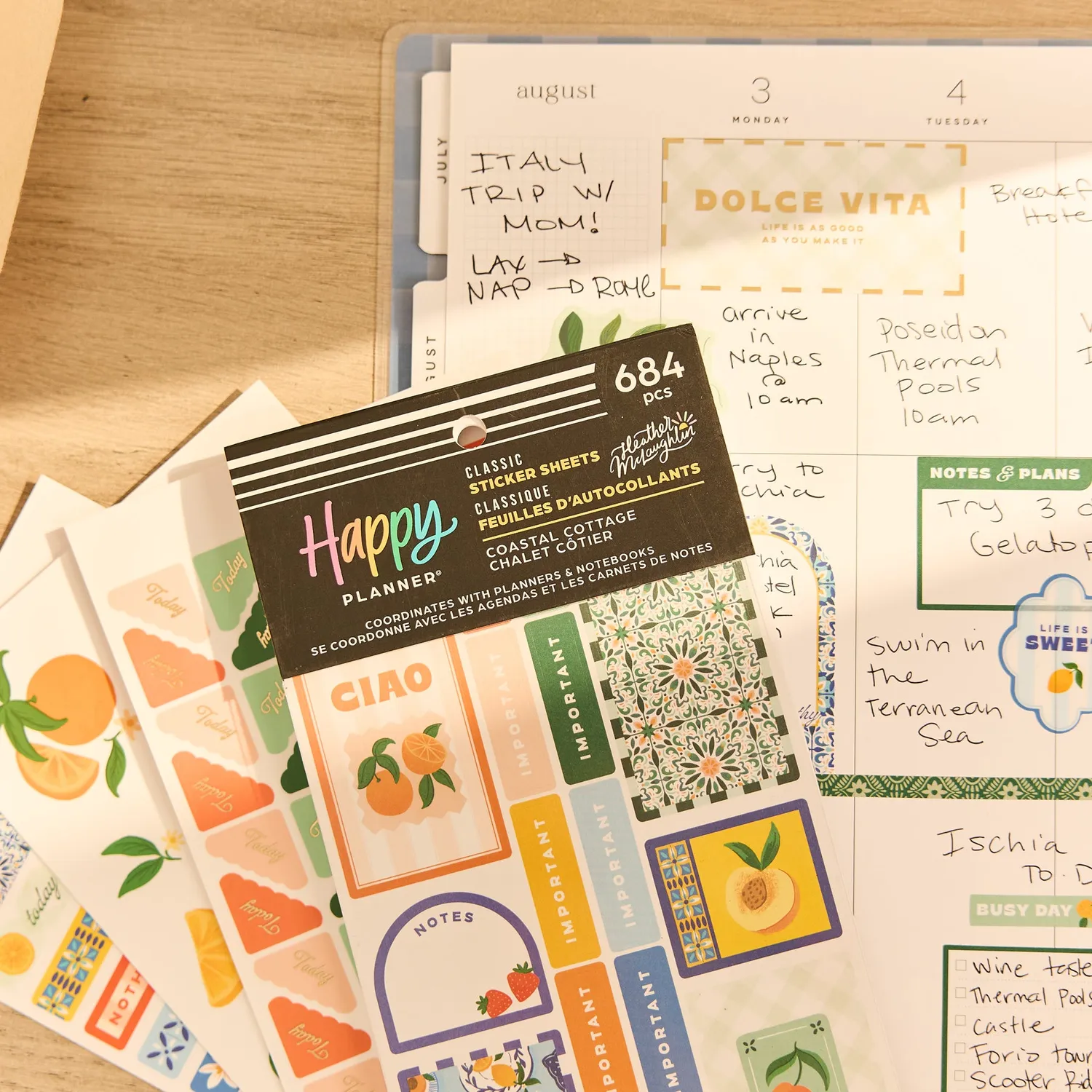 Happy Planner Coastal Cottage stickers été 30 feuilles