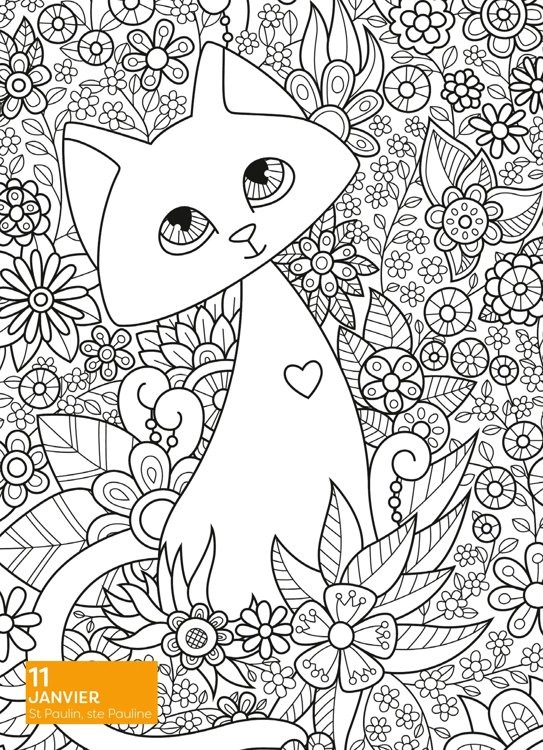 Frigobloc Année à bloc Coloriages Chats 365 jours calendrier