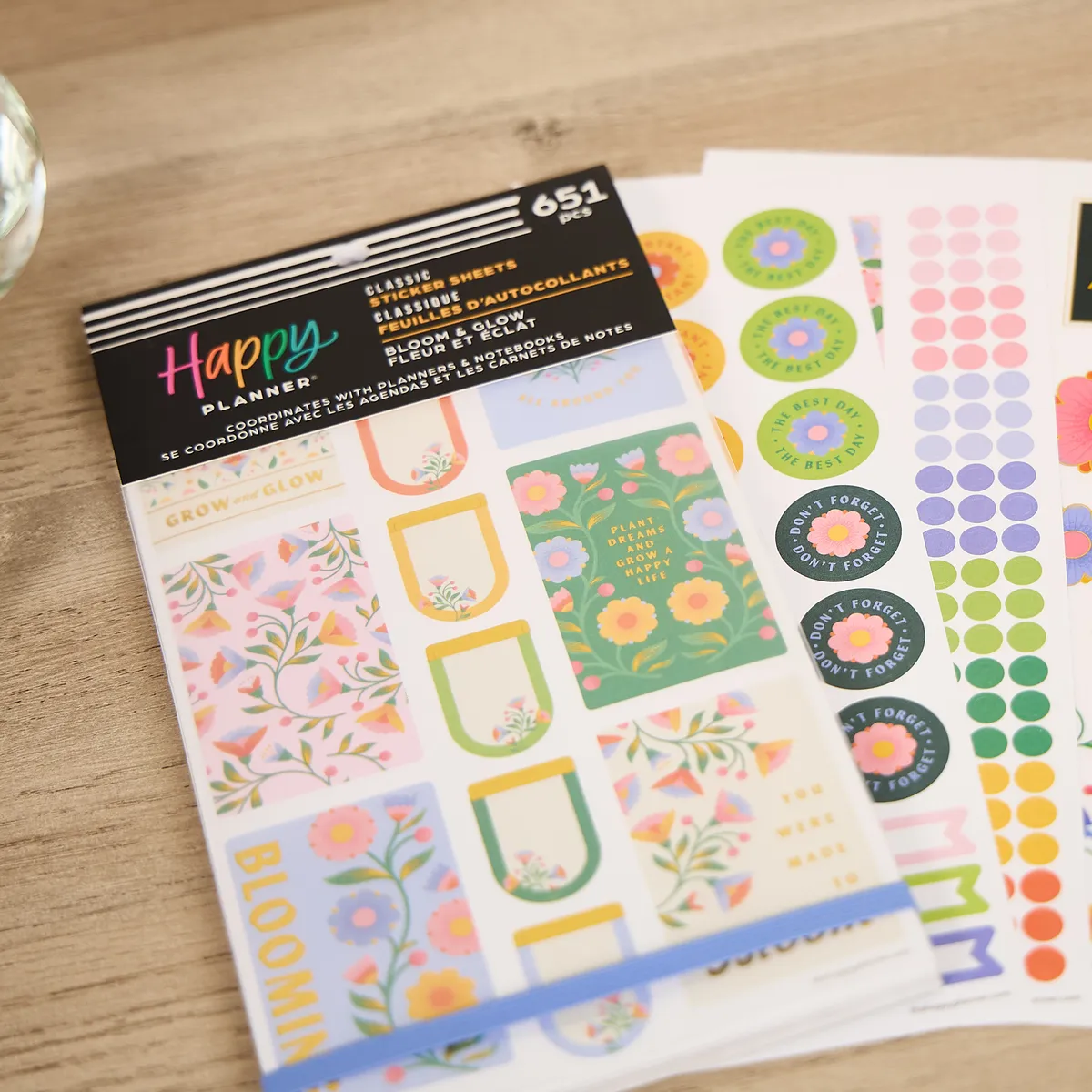 Happy Planner Bloom & Glow stickers Classic 30 feuilles floral