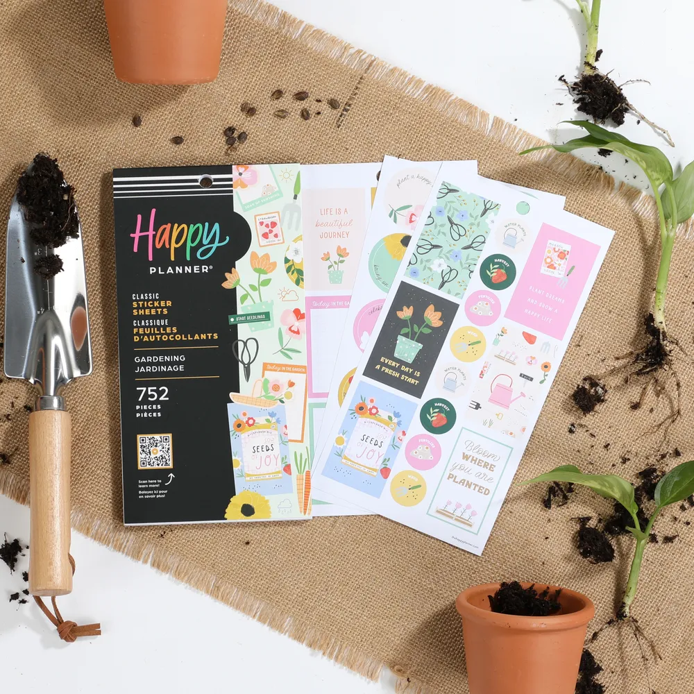 Happy Planner Gardening carnet stickers 30 planches jardin