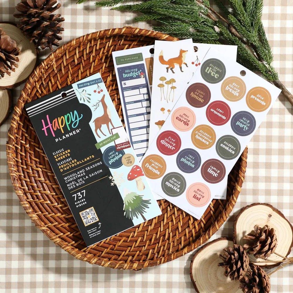 Happy Planner Woodland Seasons carnet stickers Noël 737 stickers