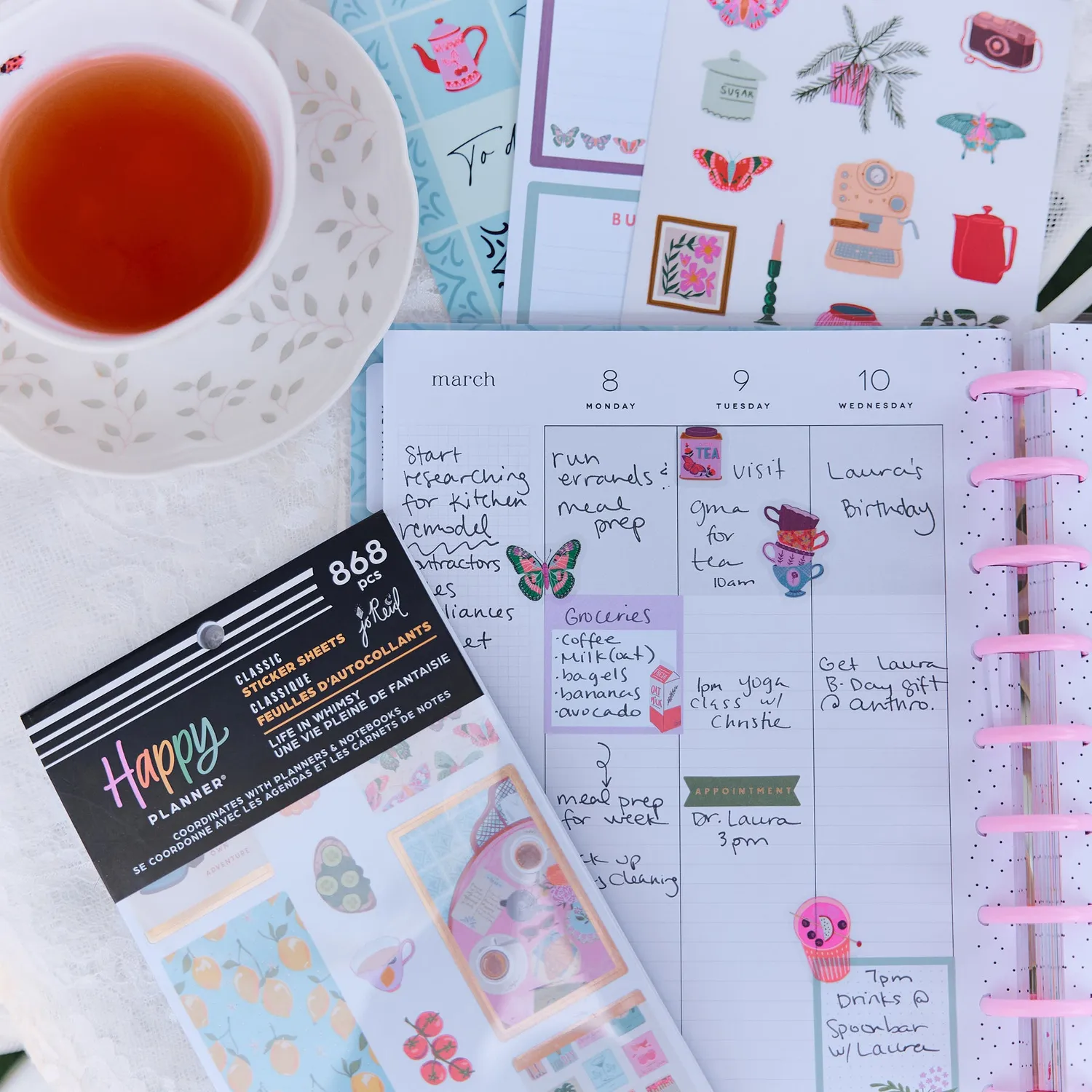 Happy Planner Life in Whimsy autocollants 30 planches pastel