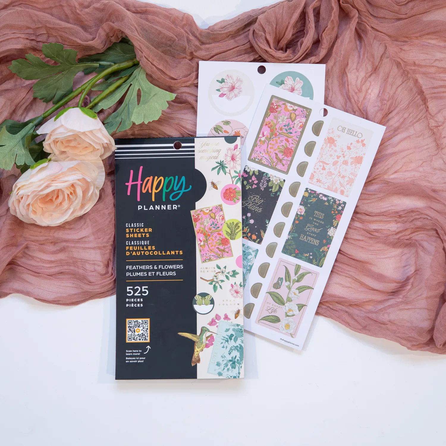 Happy Planner Feathers Flowers stickers dorés 525 pièces
