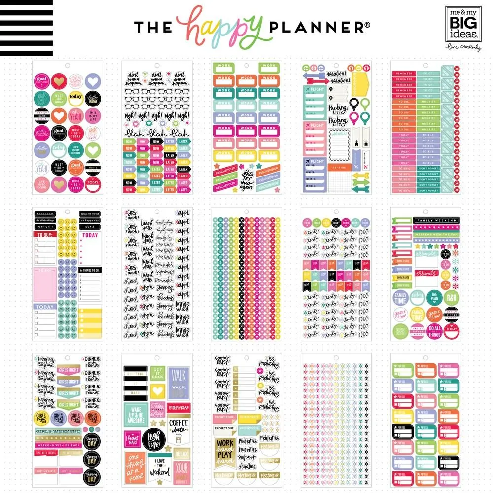 Happy Planner Planner Basics autocollants classic x1829 dorés