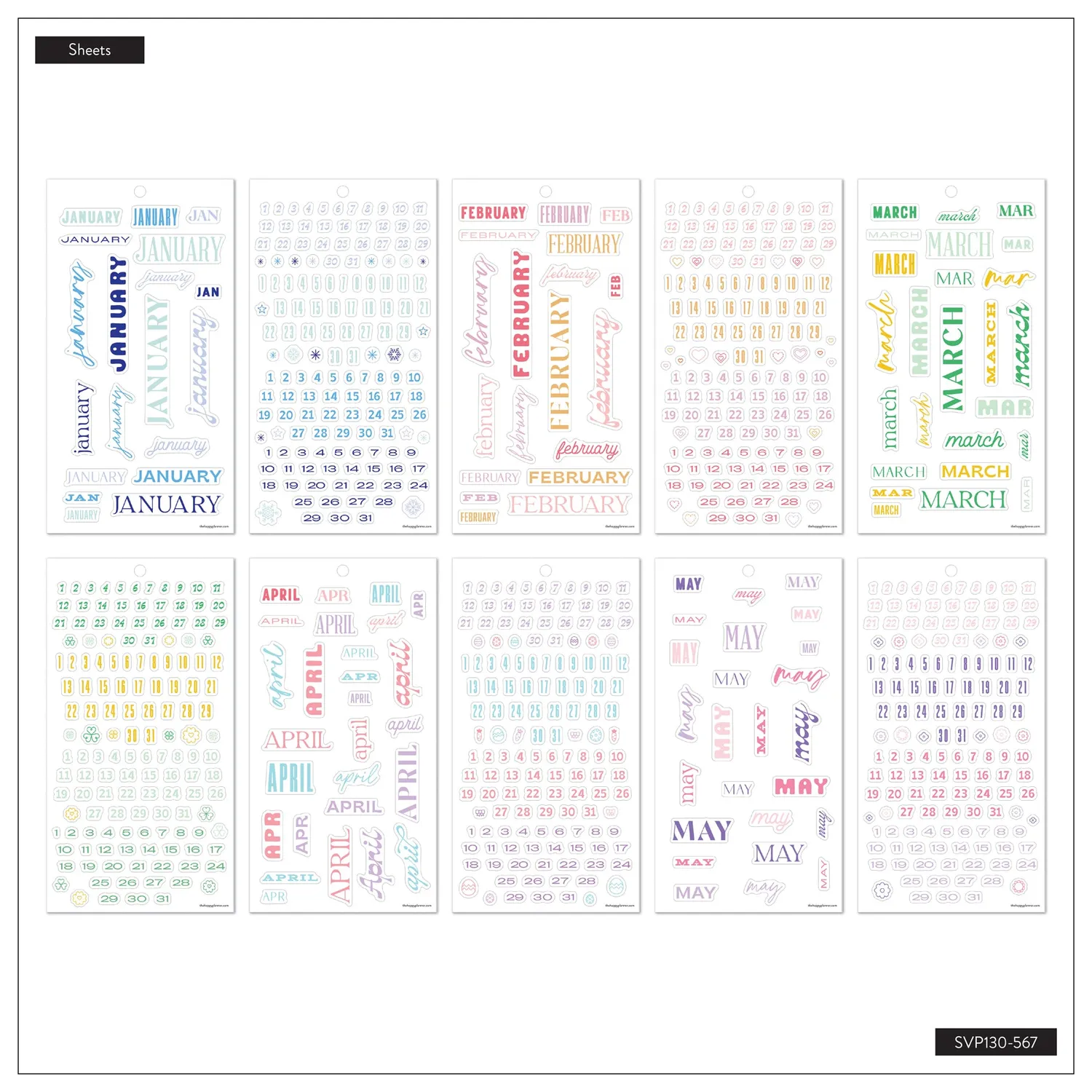 Happy Planner Essential Year carnet stickers 30 planches pastel