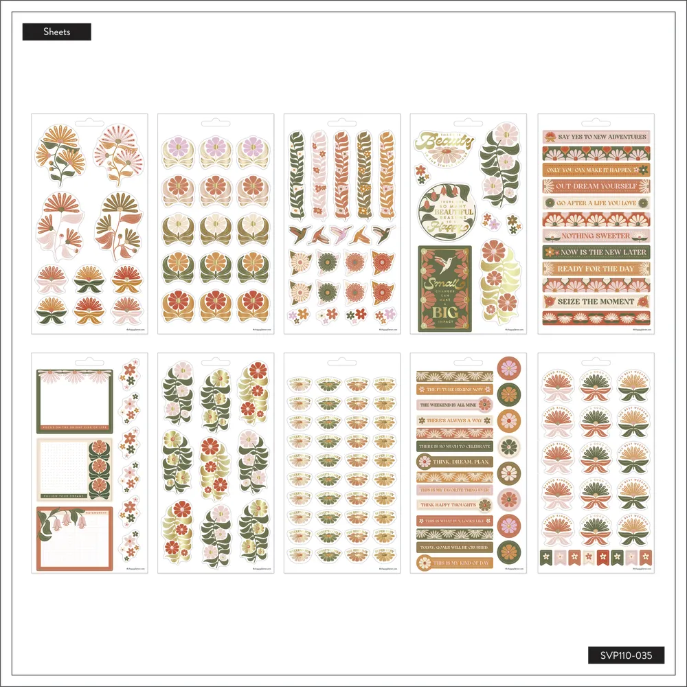 Happy Planner Desert Rose stickers désert 10 feuilles 170 pièces