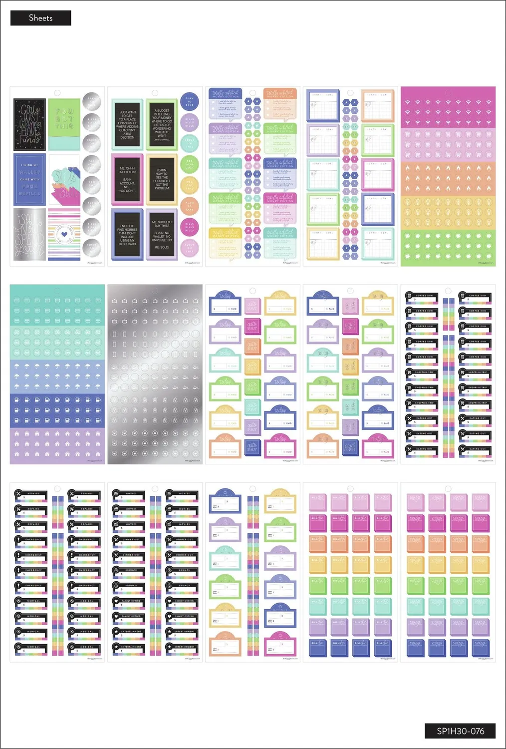 Happy Planner Budget Goals stickers budget 1411 pièces