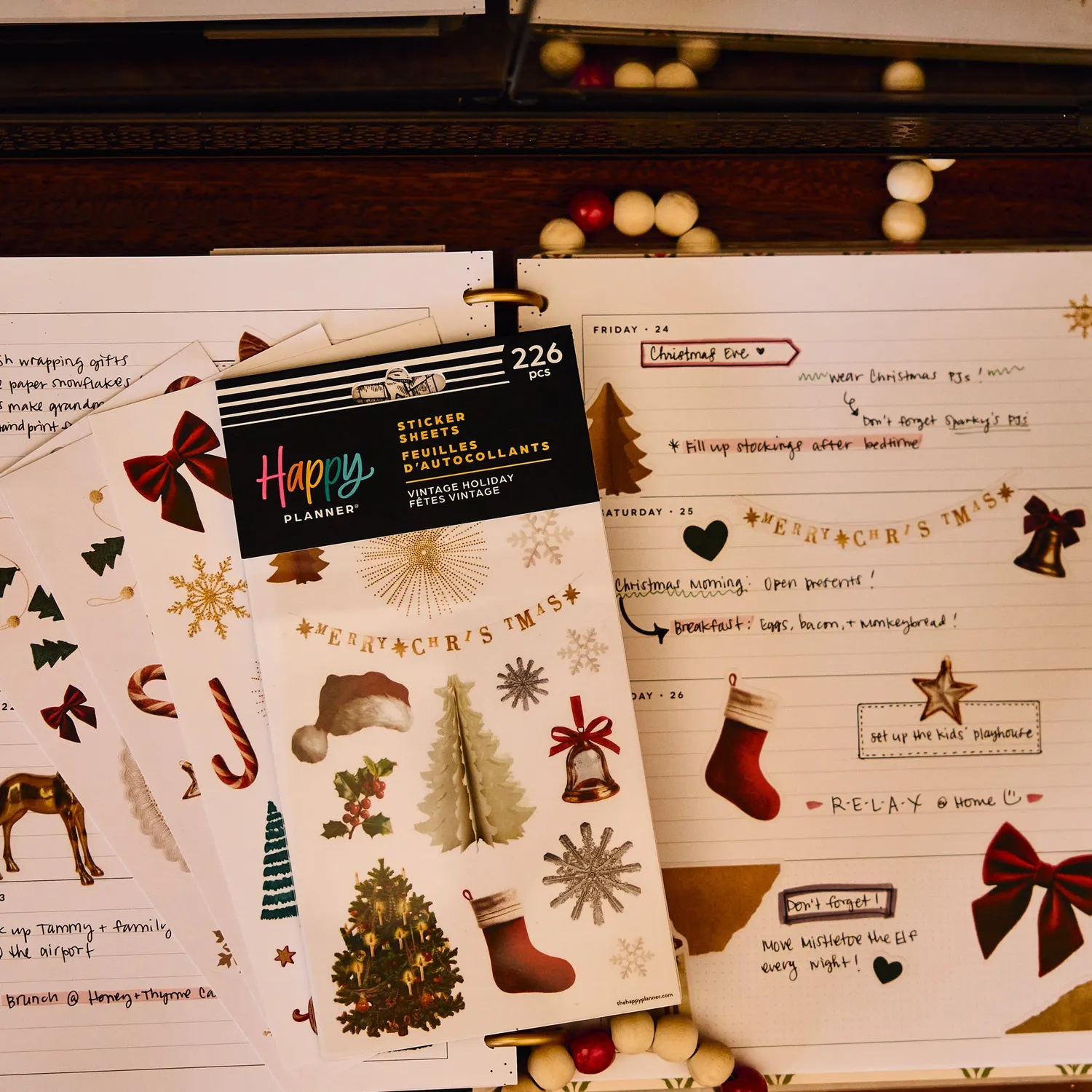 Happy Planner Vintage Holiday stickers Noël 10 planches