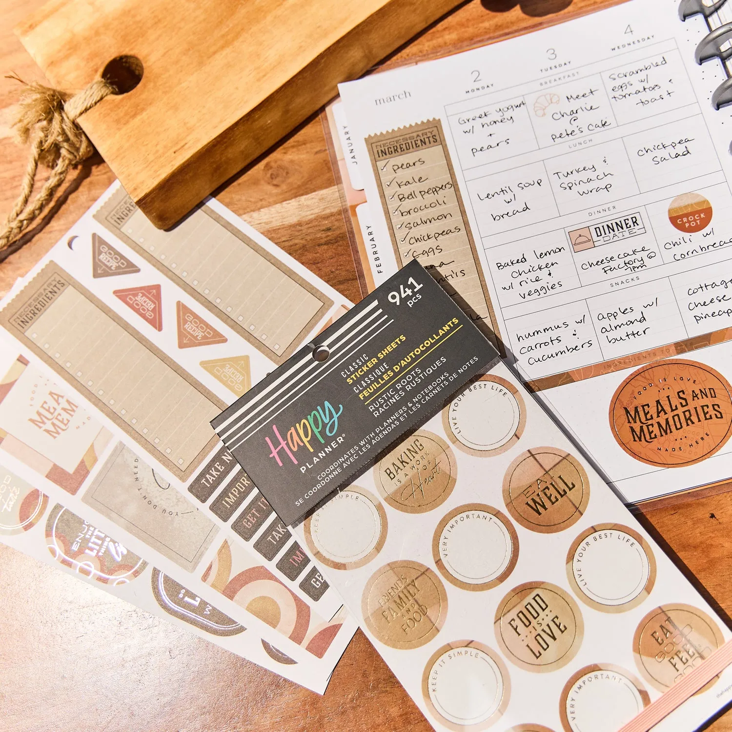 Happy Planner Rustic Roots stickers repas Classic 941 stickers