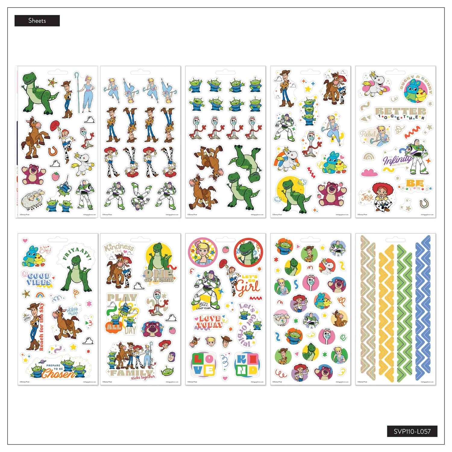 Happy Planner Toy Story Friends planches stickers 10 feuilles