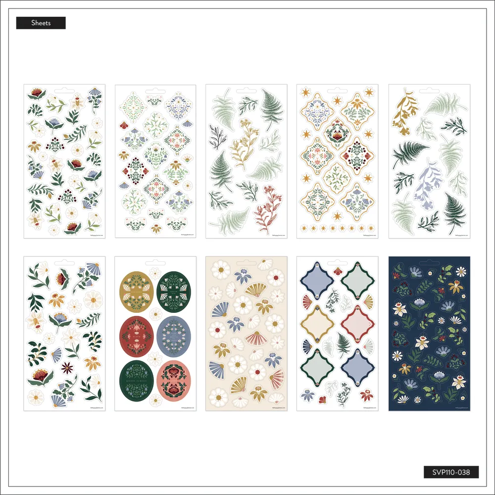 Happy Planner Forest Flowers stickers 10 planches nature