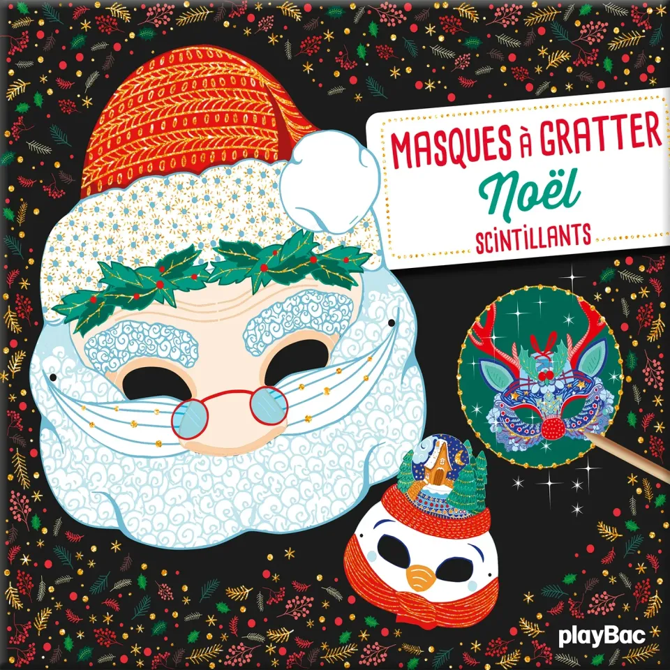 Frigobloc Masques à gratter Noël kit 5 masques brillants