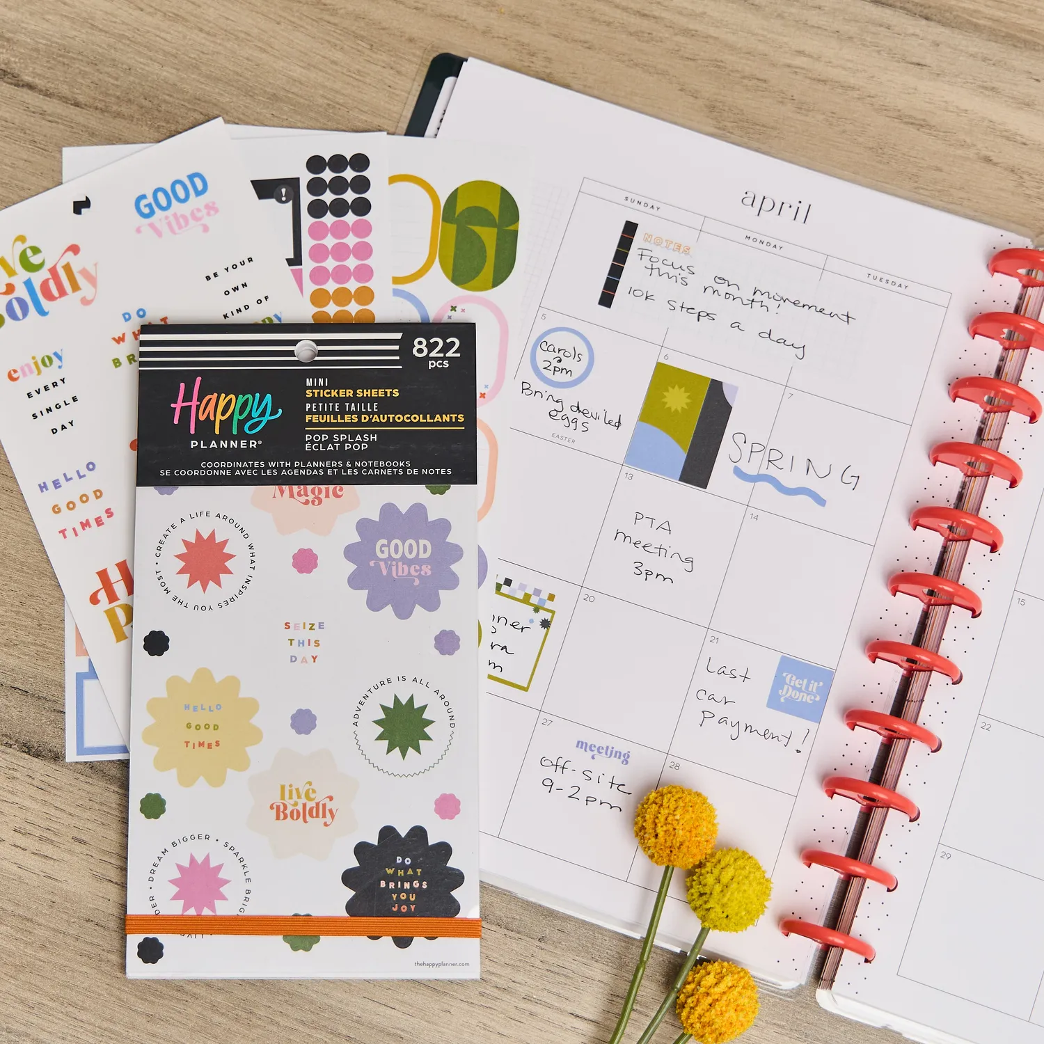 Happy Planner Mini Pop Splash stickers 822 pièces valeur