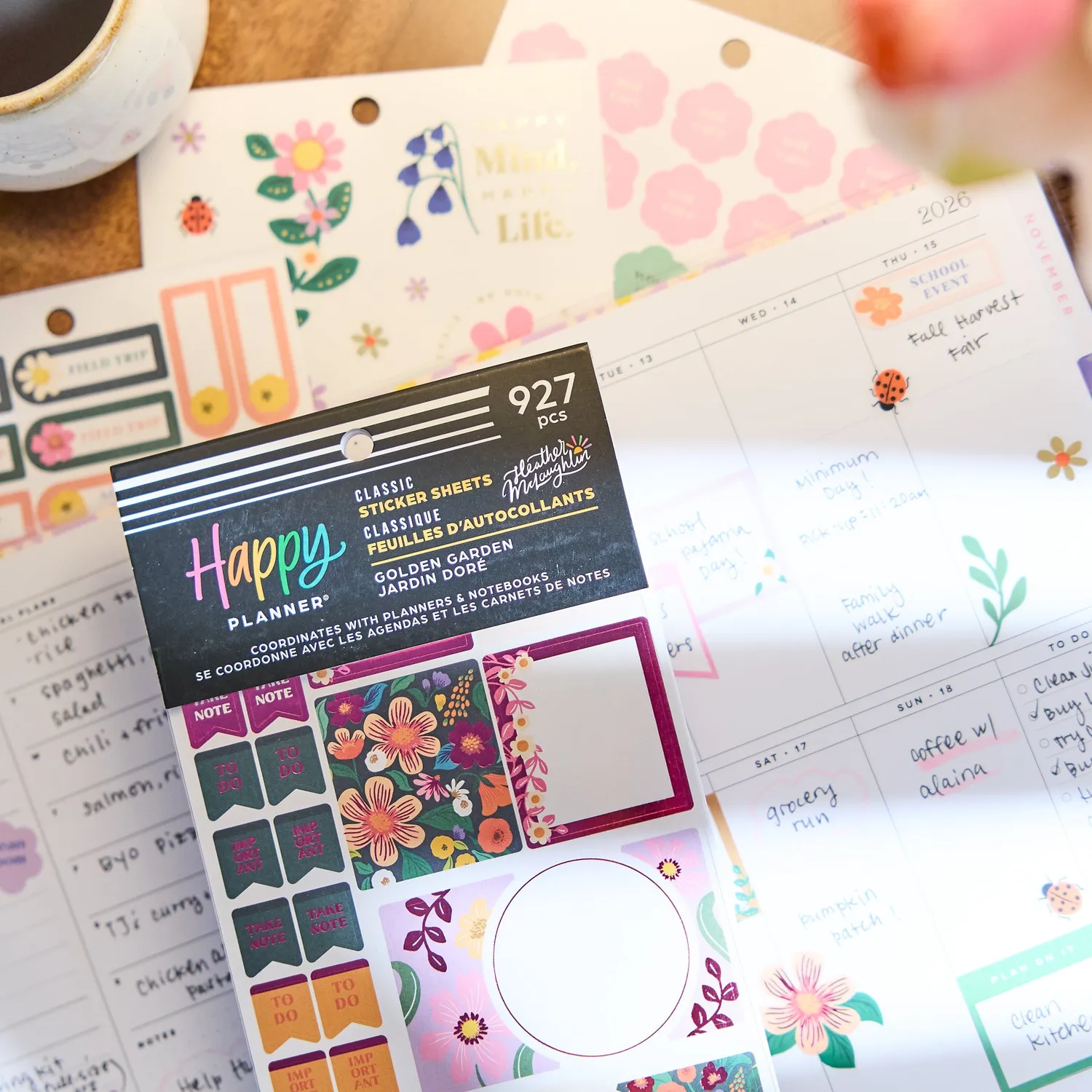 Happy Planner Golden Garden Mom stickers doré 30 planches maman