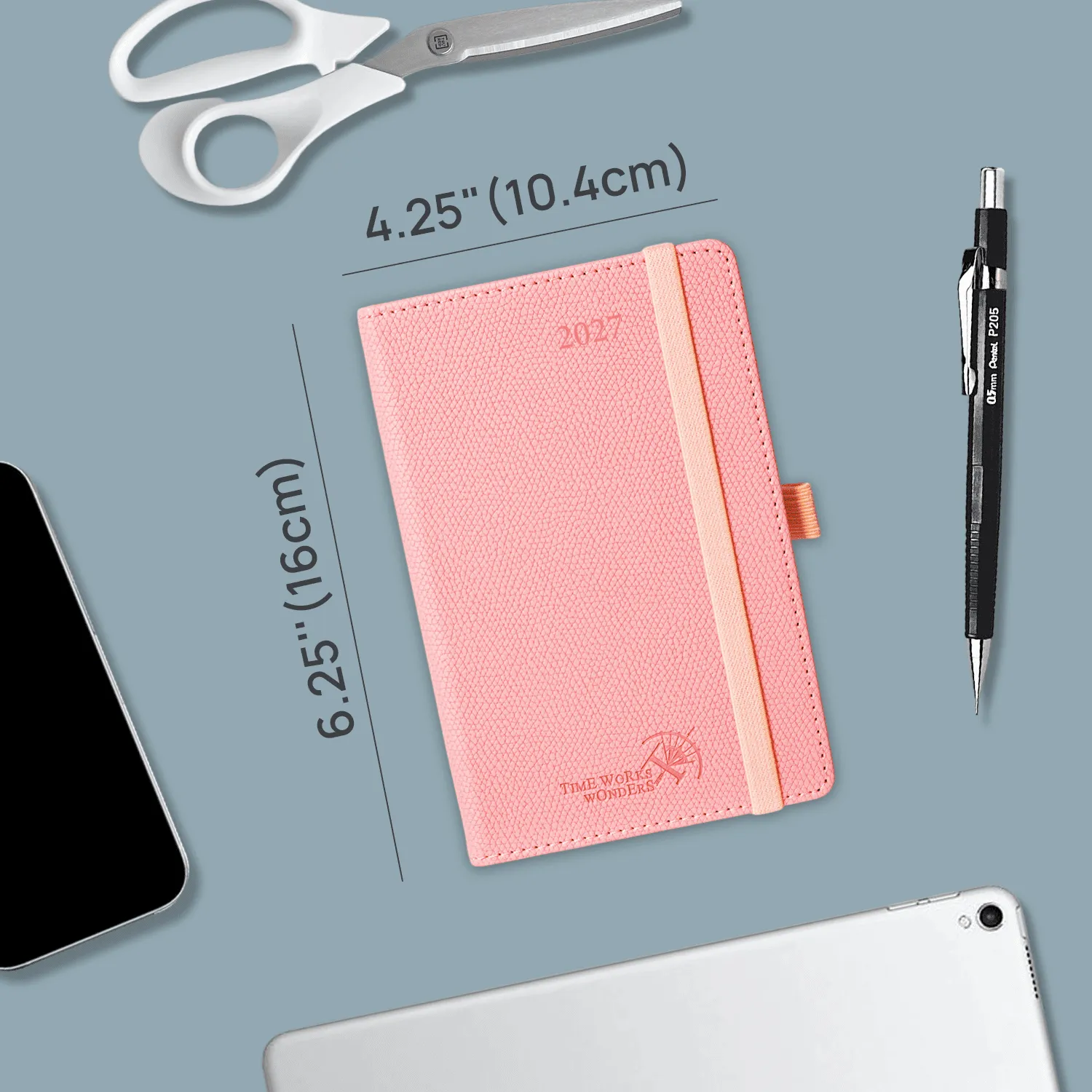 Poprun CETLA6-27 agenda hebdo poche rose poudré