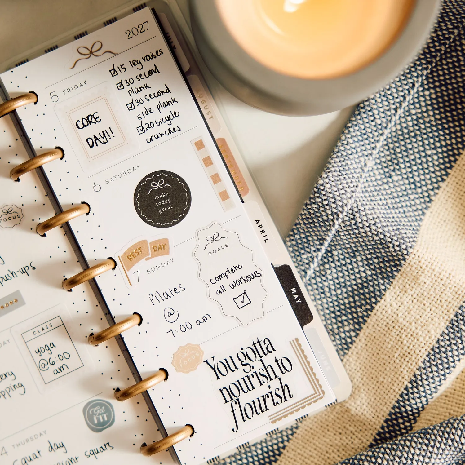 Happy Planner Haven & Heart 2027 Skinny Mini agenda horizontal 12 mois