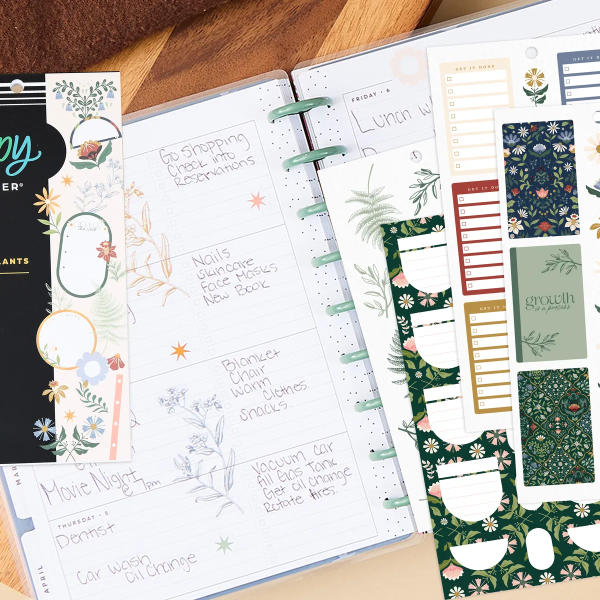 Happy Planner Forest Flowers stickers 30 feuilles nature