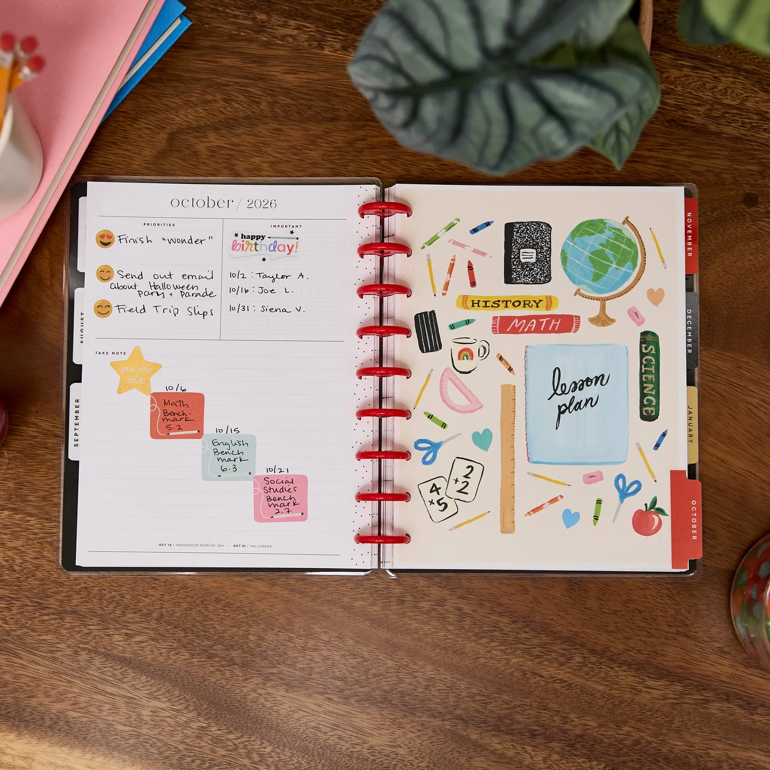 Happy Planner Bright Lessons 2026-2027 agenda enseignant 12 mois