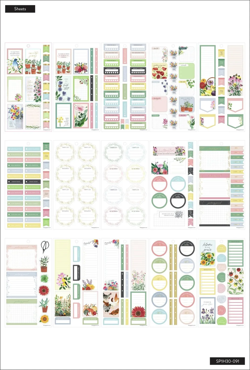 Happy Planner Don't Stop Growing stickers jardin 712 pcs