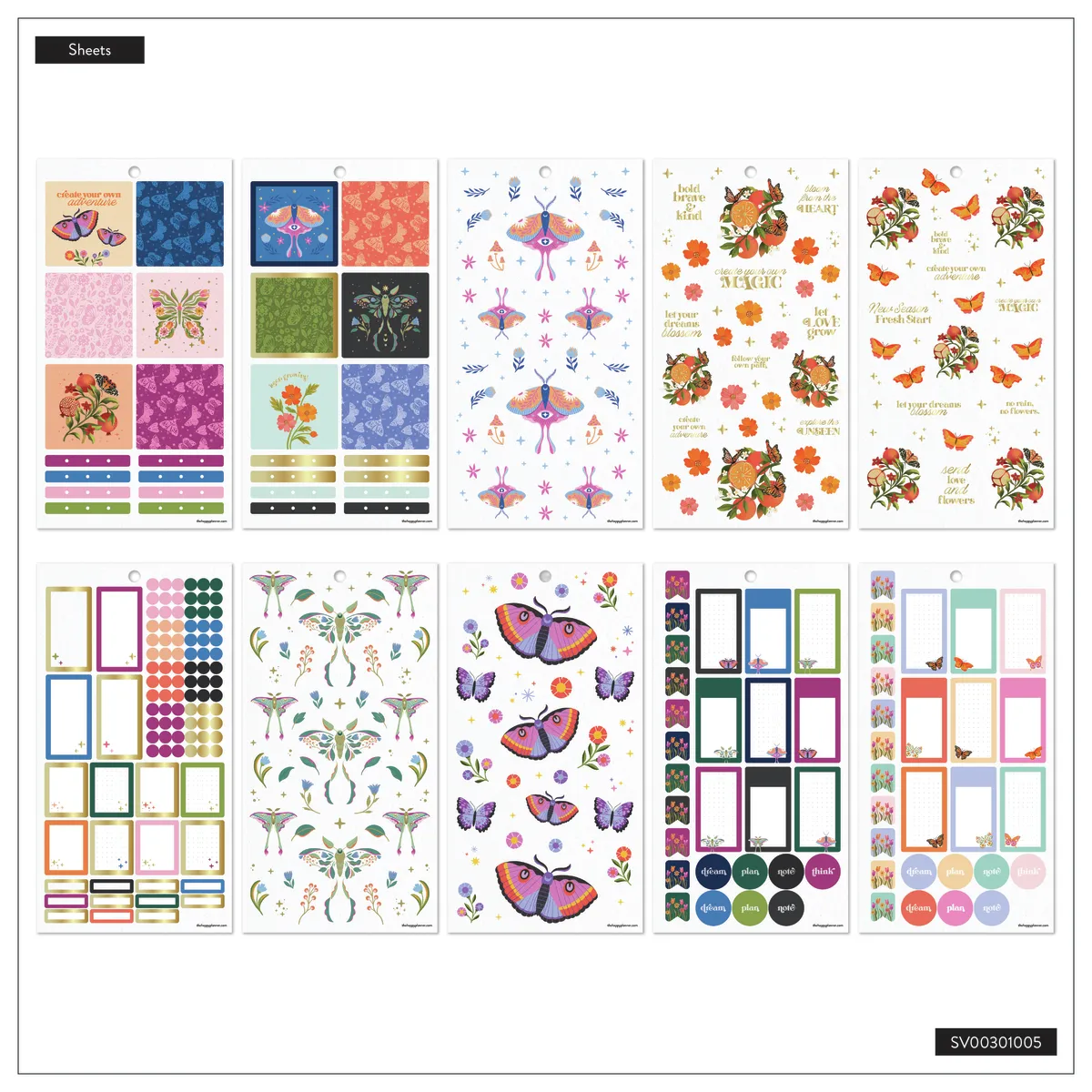 Happy Planner Mystic Blooms stickers Mini 1352 floral