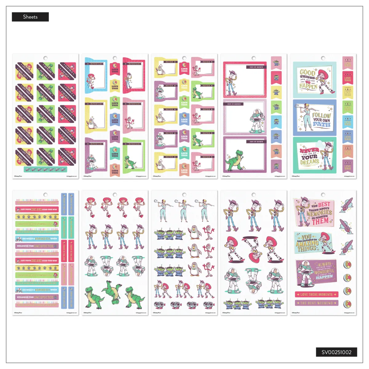 Happy Planner Toy Story 30 ans stickers Classic 570 doré