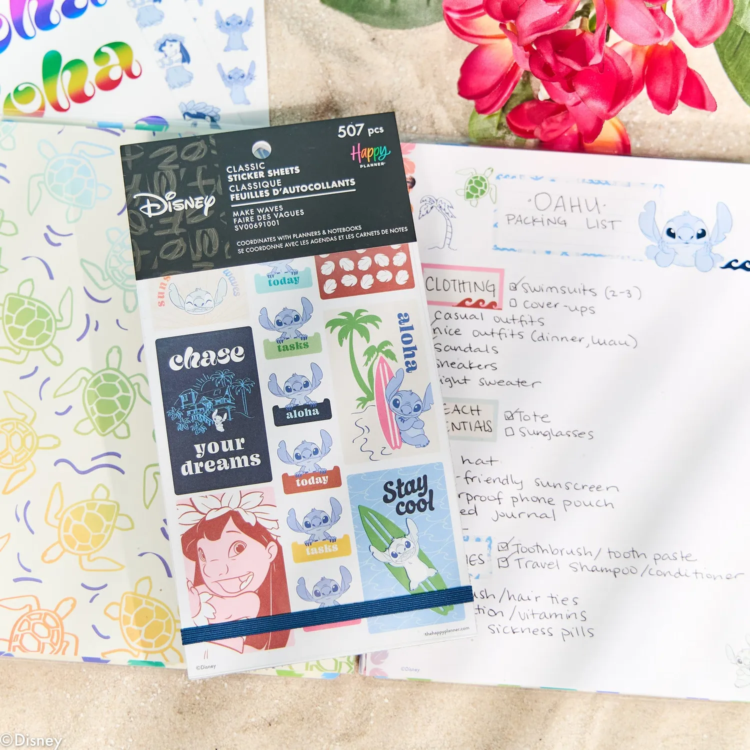 Happy Planner Lilo & Stitch Make Waves stickers tropical 30 feuilles