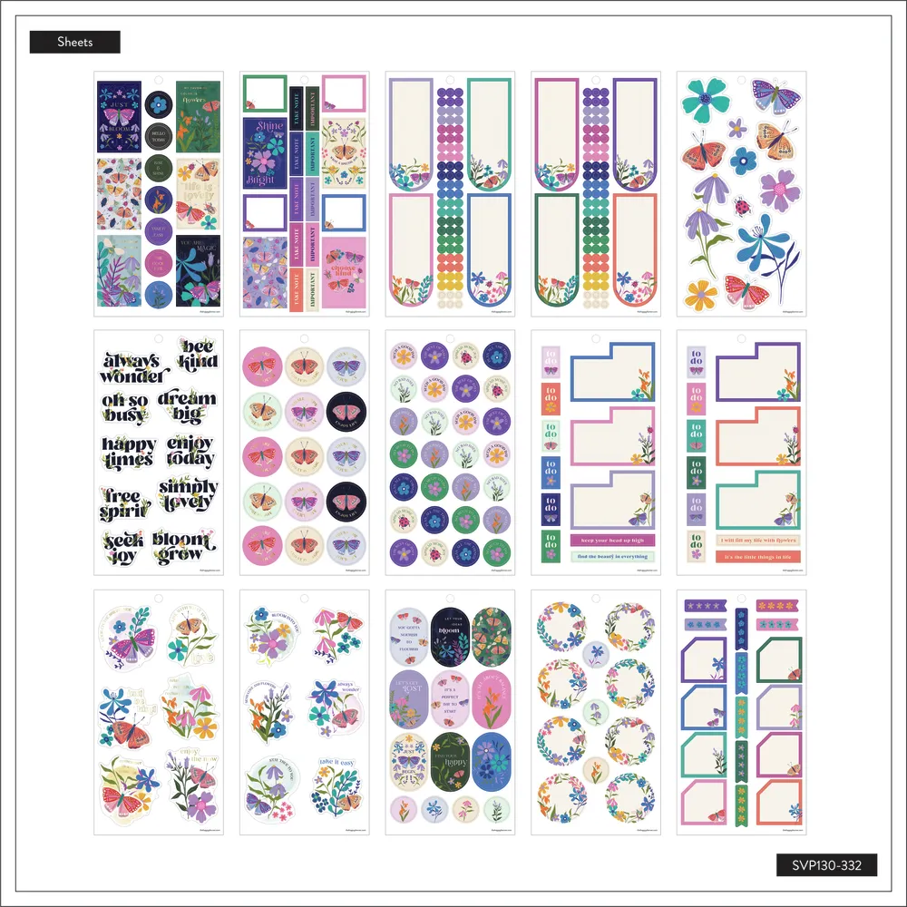 Happy Planner Midnight Botanical stickers Classic 649 pièces