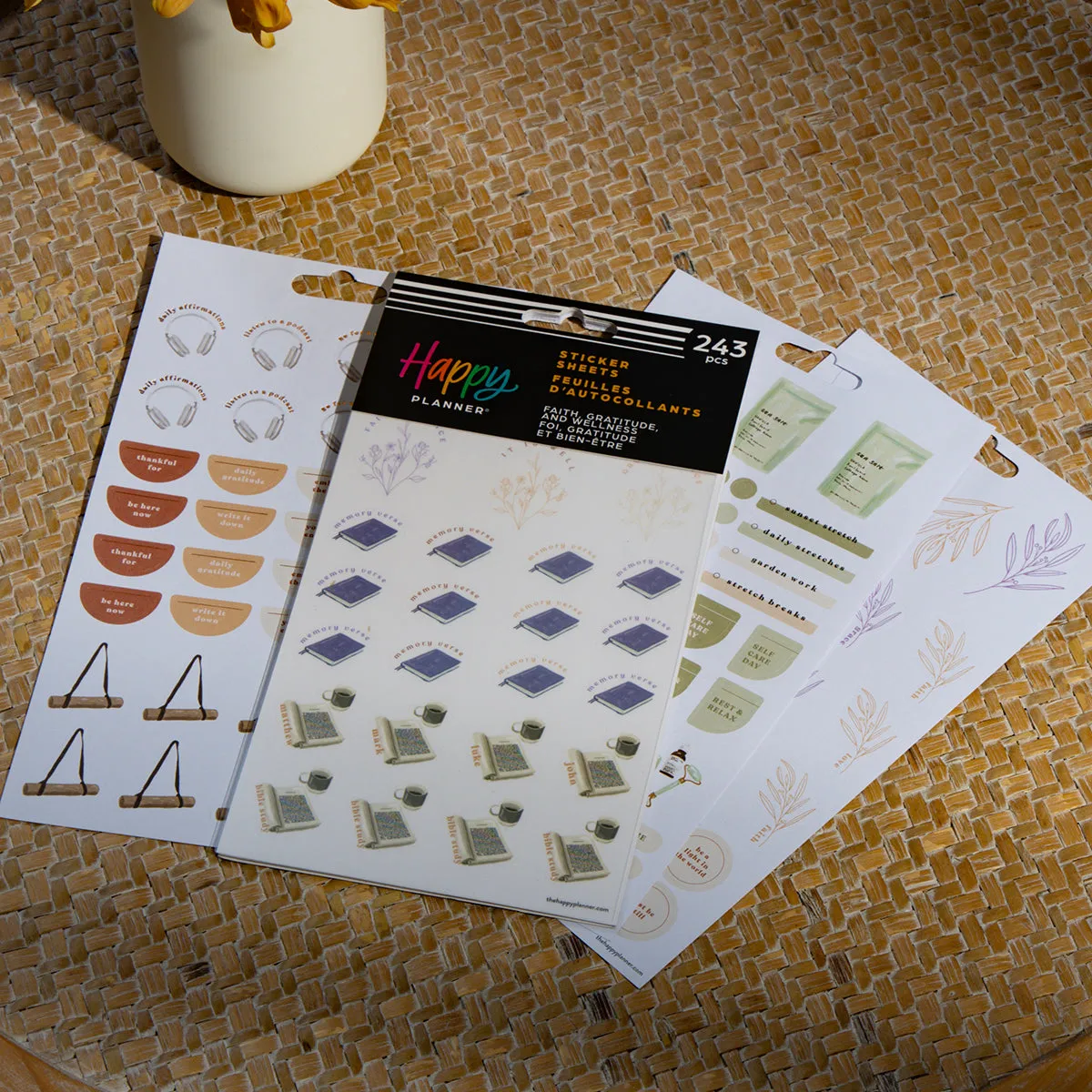 Happy Planner Faith Gratitude autocollants bien-être 243 stickers