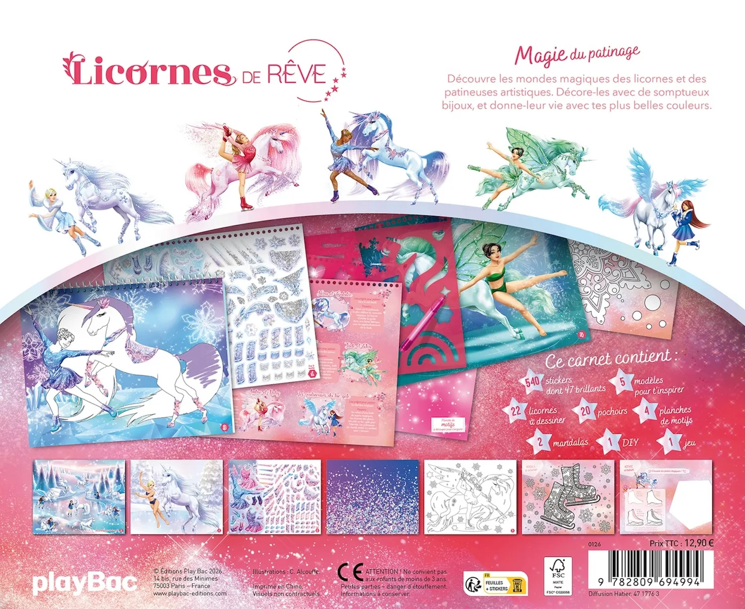 Frigobloc Licornes de rêve carnet créatif patinage 5 ans