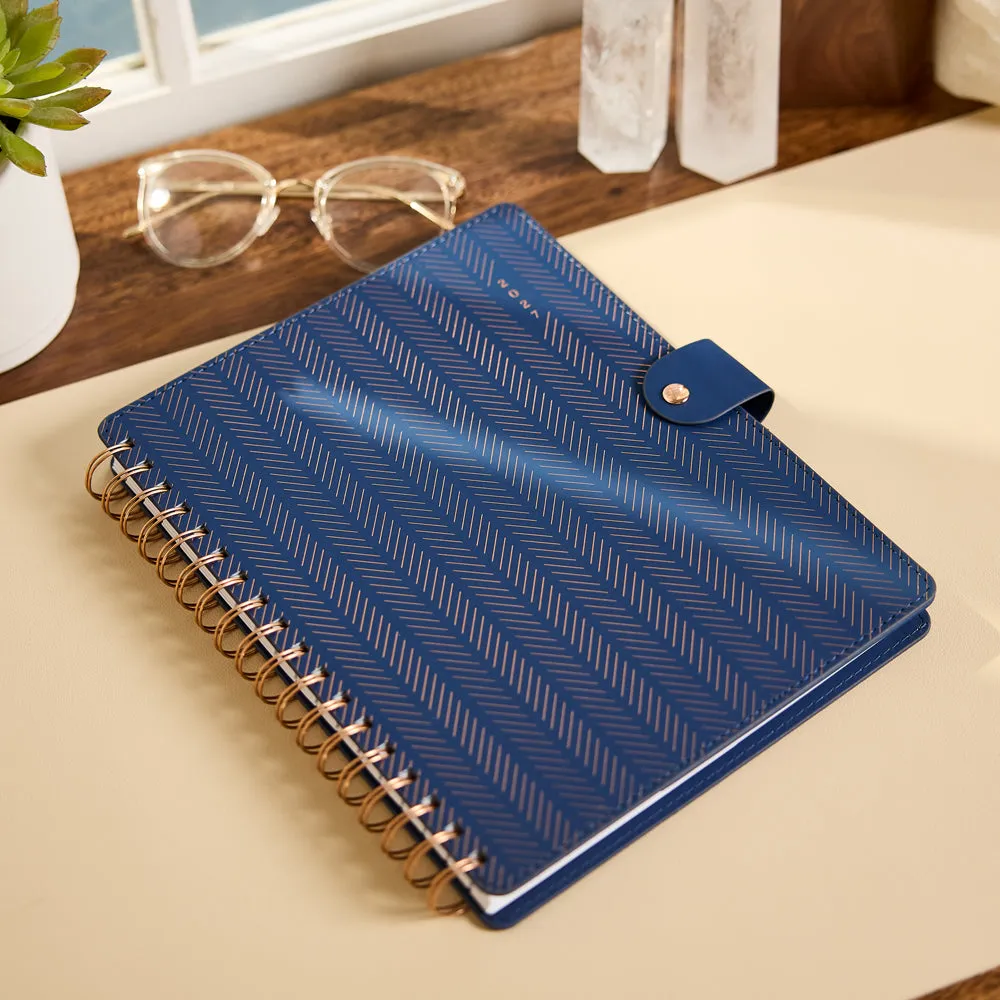 Citrine Navy Herringbone agenda pro 2027 Classic spirale cuir végan