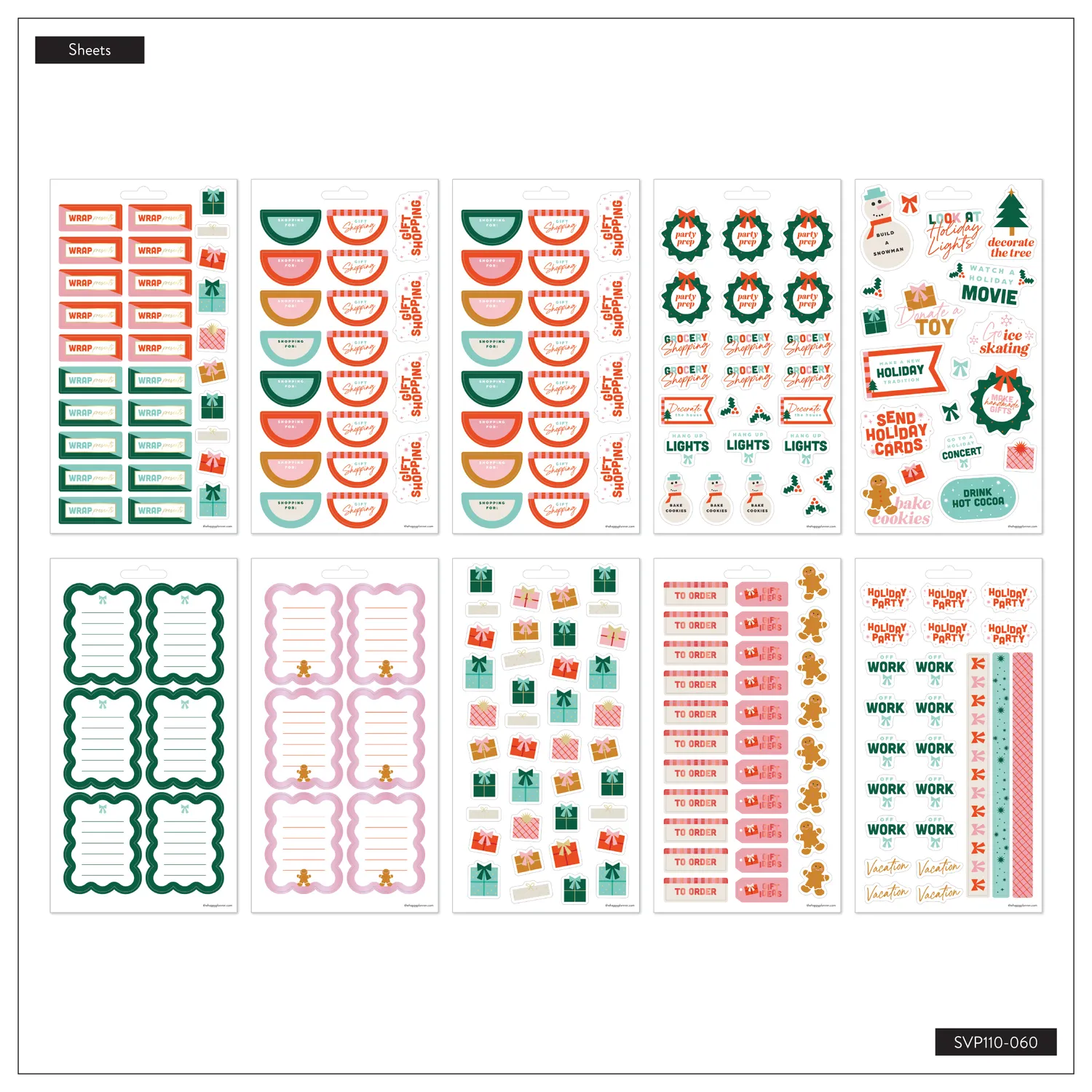 Me & my big ideas Holiday Planning stickers 10 feuilles fêtes