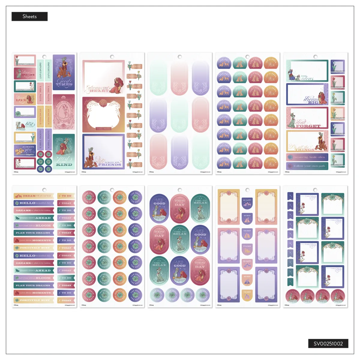 Happy Planner La Belle et Clochard stickers 526 autocollants