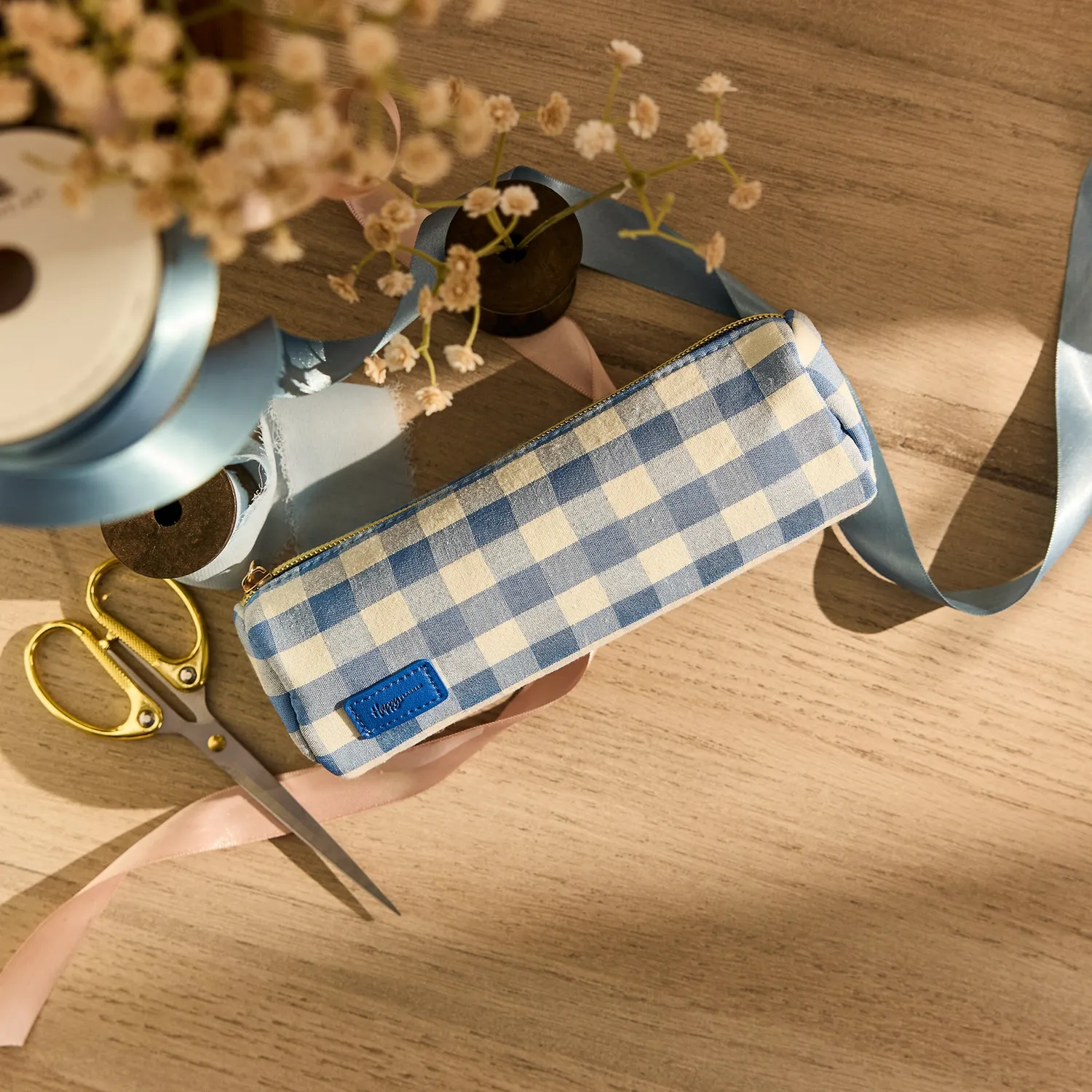 Happy Planner Country Charm trousse vichy bleu tissu