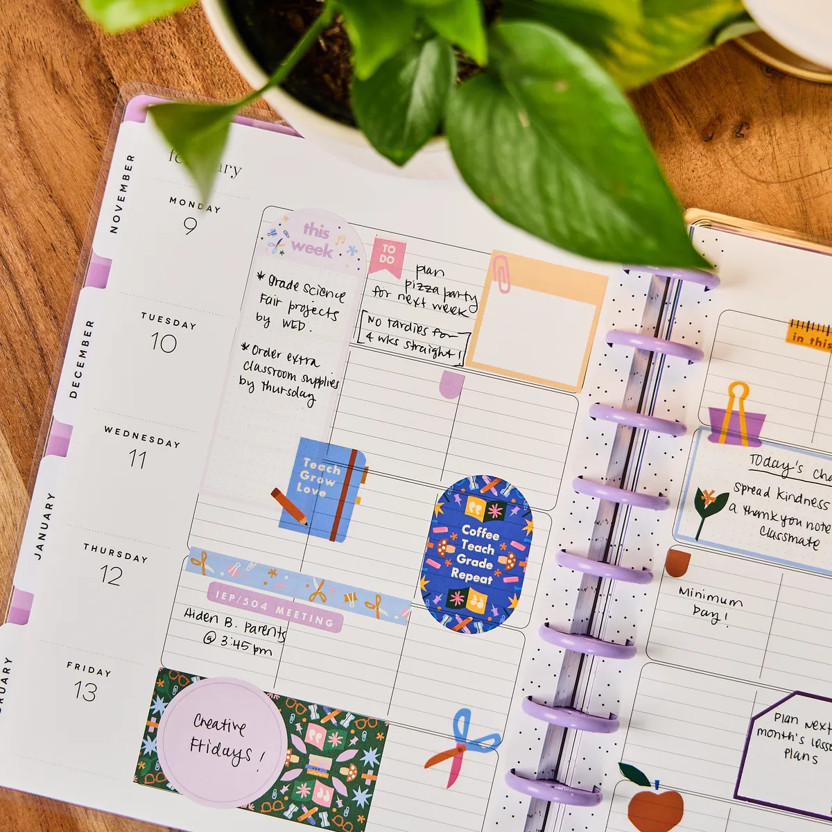 Happy Planner Heart Work planner professeur Classic 12 mois 2025-26